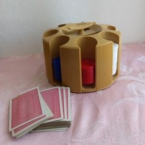 Vintage 1971 Hoyle Poker  Chip Rack w Cards & Chips Man Cave Game Night